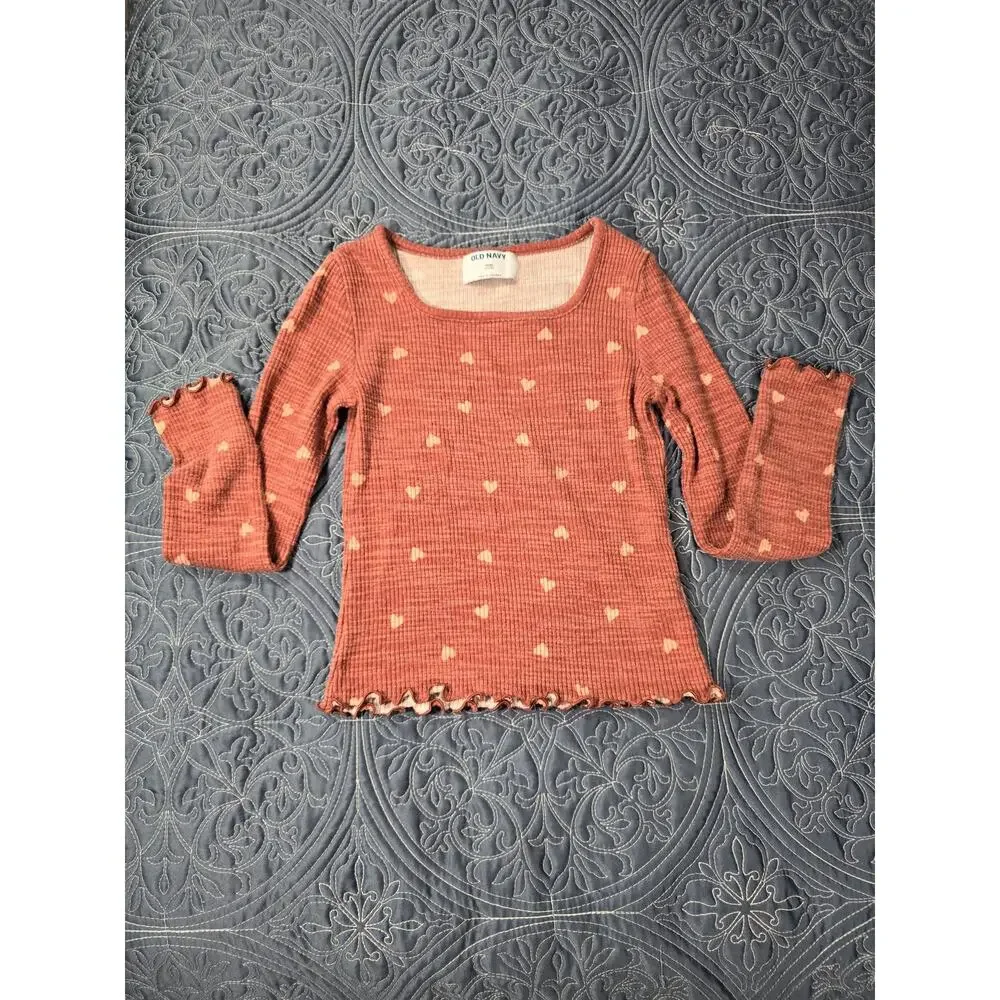 Pink Heart Long Sleeve Shirt Size M ( 8 )